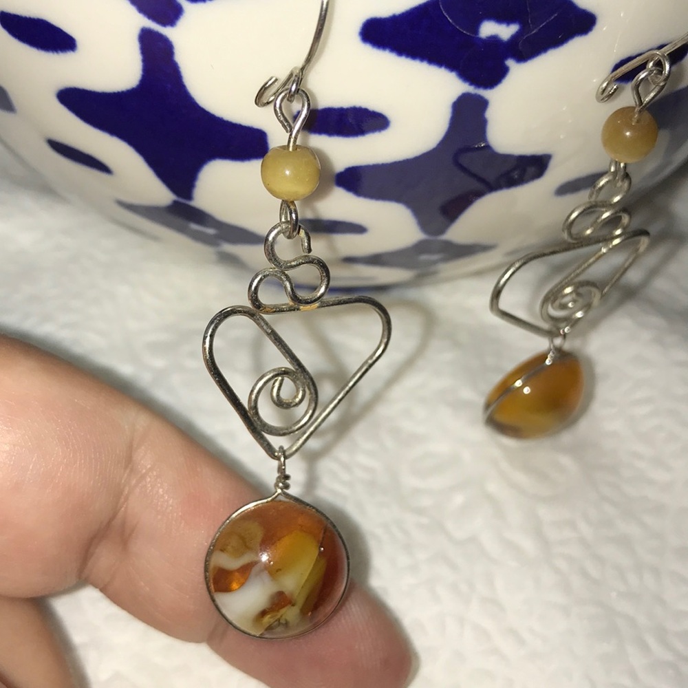 New wire-wrap statement earrings silver Venetian